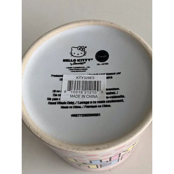Sanrio Hello Kitty Rainbow Polka Dots Shaped Handle Ceramic Mug 20 Oz Pink NEW - Picture 7 of 7